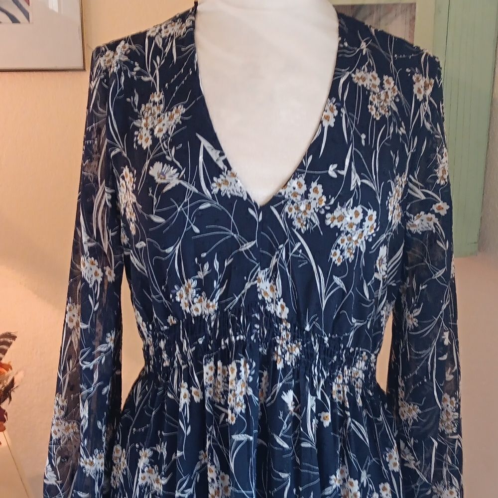 NY Collection Navy Prairie Dress - Picture 4 of 16
